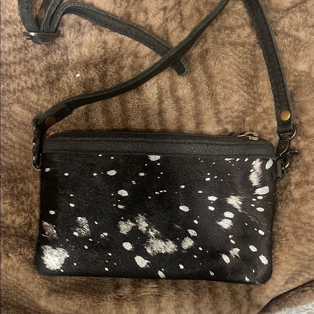 Black and White Leather Crossbody Bag